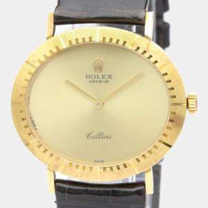 Rolex Champagne 18k Yellow Gold Cellini 4083 Men's Wristwatch 32 mm