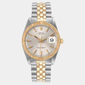 Rolex Silver 18K Yellow Gold And Stainless Steel Datejust Turnograph 1625 Men's Wristwatch 36 mm
