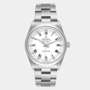 Rolex White Stainless Steel Air-King 14000 Men's Wristwatch 34 mm