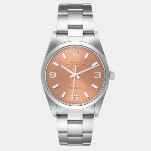 Rolex Salmon Stainless Steel Air-King 14000 Men's Wristwatch 34 mm