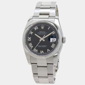 Rolex Black Stainless Steel Datejust 116200 Men's Wristwatch 36 mm