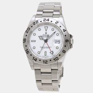 Rolex White Stainless Steel Explorer II 16570 Men's Wristwatch 40 mm