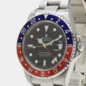 Rolex Black Stainless Steel GMT-Master Pepsi 16710T Men's Wristwatch 40 mm