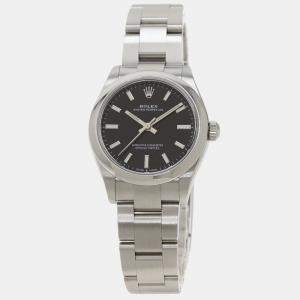 Rolex Black Stainless Steel Oyster Perpetual 277200 Men's Wristwatch 31 mm
