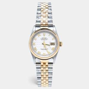 Rolex White Pyramid 18K Yellow Gold Stainless Steel Datejust 16233 Men's Wristwatch 36 mm
