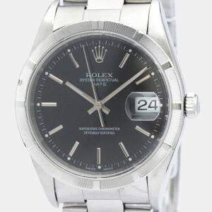 Rolex Black Stainless Steel Oyster Perpetual 15210 Men's Wristwatch 34 mm