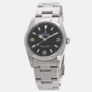 Rolex Black Stainless Steel Explorer 14270 Men's Wristwatch 36 mm
