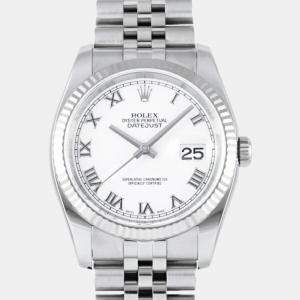 Rolex White 18k White Gold And Stainless Steel Datejust 116234 Automatic Men's Wristwatch 36 mm