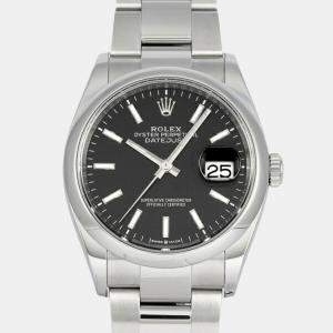 Rolex Black Stainless Steel Datejust 126200 Automatic Men's Wristwatch 36 mm