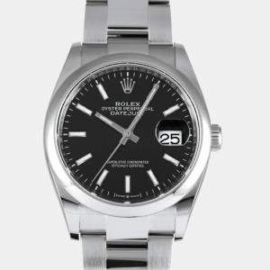 Rolex Black Stainless Steel Datejust 126200 Automatic Men's Wristwatch 36 mm