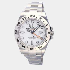 Rolex White Stainless Steel Explorer II 216570 Automatic Men's Wristwatch 42 mm