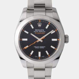 Rolex Black Stainless Steel Milgauss 116400 Automatic Men's Wristwatch 40 mm