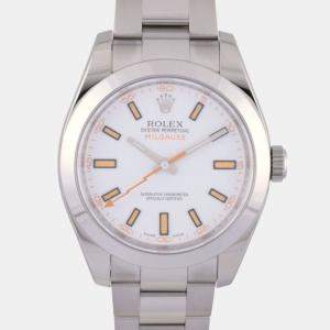 Rolex White Stainless Steel Milgauss 116400 Automatic Men's Wristwatch 40 mm