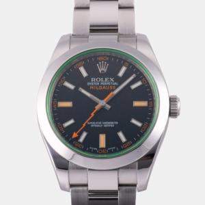 Rolex Black Stainless Steel Milgauss 116400GV Automatic Men's Wristwatch 40 mm
