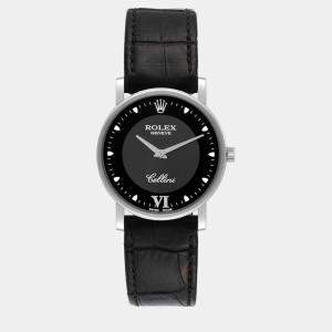 Rolex Cellini Classic 32mm White Gold Black Dial Men's Watch 5115 32 mm