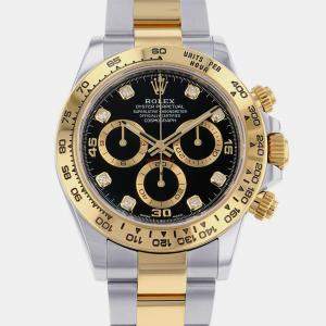 Rolex Black Diamond 18k Yellow Gold And Stainless Steel Cosmograph Daytona 116503 Automatic Men's Wristwatch 40 mm