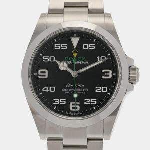 Rolex Black Stainless Steel Air-King 126900 Automatic Men's Wristwatch 40 mm