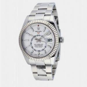 Rolex White 18k White Gold And Stainless Steel Sky-Dweller 326934 Automatic Men's Wristwatch 42 mm