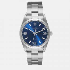 Rolex Air King 34mm Blue Dial Smooth Bezel Steel Men's Watch 14000 34 mm