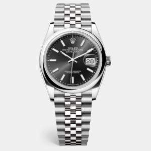Rolex Black Stainless Steel Datejust 126200 Men's Wristwatch 36 mm