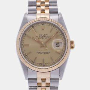 Rolex Champagne 18k Yellow Gold And Stainless Steel Datejust 16233 Automatic Men's Wristwatch 36 mm