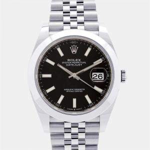 Rolex Black Stainless Steel Datejust 126300 Automatic Men's Wristwatch 41 mm