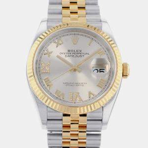 Rolex Silver 18k Yellow Gold And Stainless Steel Datejust 126233 Automatic Men's Wristwatch 36 mm