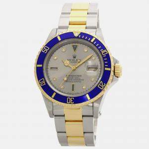 Rolex Silver Diamond 18k Yellow Gold And Stainless Steel Submariner 16613SG Automatic Men's Wristwatch 39 mm