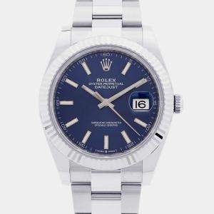 Rolex Blue 18k White Gold And Stainless Steel Datejust 126334 Automatic Men's Wristwatch 41 mm