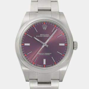 Rolex Purple Stainless Steel Oyster Perpetual 114300 Automatic Men's Wristwatch 39 mm