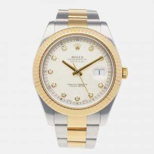 Rolex White 18k Yellow Gold And Stainless Steel Datejust 116333 Automatic Men's Wristwatch 41 mm