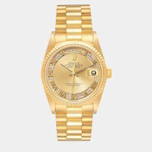 Rolex President Day-Date Yellow Gold Myriad Diamond Men's Watch 18238 36 mm