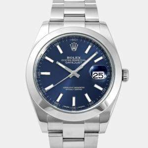 Rolex Blue Stainless Steel Datejust 126300 Automatic Men's Wristwatch 41 mm