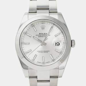 Rolex Silver Stainless Steel Datejust 126300 Automatic Men's Wristwatch 41 mm