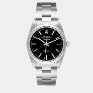Rolex Air King Black Dial Smooth Bezel Steel Men's Watch 14000 34 mm