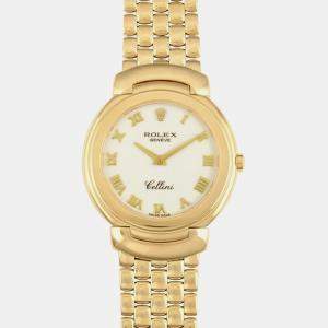 Rolex White 18k Yellow Gold Cellini 6622/8 E Quartz Men's Wristwatch 33 mm