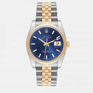 Rolex Datejust Steel Yellow Gold Blue Dial Mens Watch 116233