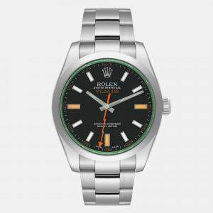 Rolex Milgauss Black Dial Green Crystal Steel Men's Watch 116400 40 mm