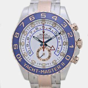Rolex White 18k Rose Gold Stainless Steel Yacht-Master II 116681 Automatic Men's Wristwatch 44 mm