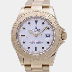 Rolex White 18k Yellow Gold Yacht-Master 16628 Automatic Men's Wristwatch 40 mm