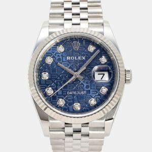 Rolex Blue White Gold Stainless Steel Datejust 126234G Men's Watch 36MM
