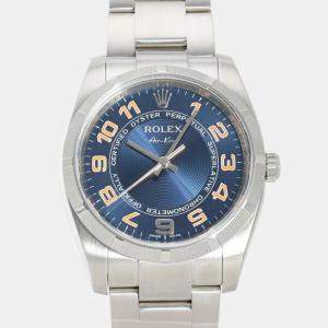 Rolex Blue Stainless Steek Air King Concentric 114210 Men's Watch 34MM