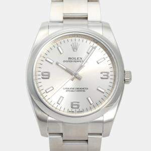 Rolex Silver Stainless Steel Oyster Perpetual 114200 Men's Watch 34MM