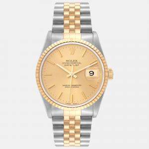 Rolex Datejust Steel Yellow Gold Champagne Dial Men's Watch 36 mm