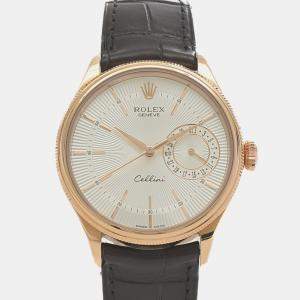 Rolex Silver 18k Rose Gold Cellini Automatic Men's Wristwatch 39 mm