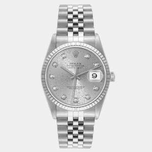 Rolex Datejust Steel White Gold Anniversary Diamond Dial Men's Watch 36 mm