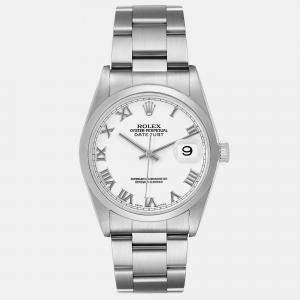 Rolex Datejust White Dial Smooth Bezel Steel Men's Watch 36 mm