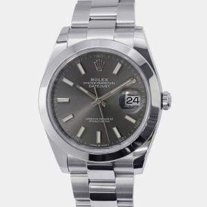 Rolex Grey Stainless Steel Datejust 126300 Automatic Men's Wristwatch 41 mm