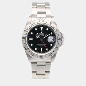 Rolex Black Stainless Steel Explorer II 16570 Automatic Men's Wristwatch 