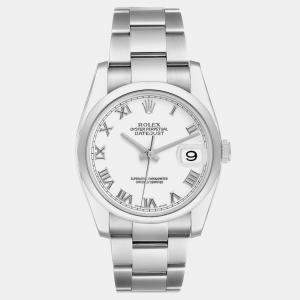 Rolex Datejust White Roman Dial Steel Mens Watch 116200 36 mm